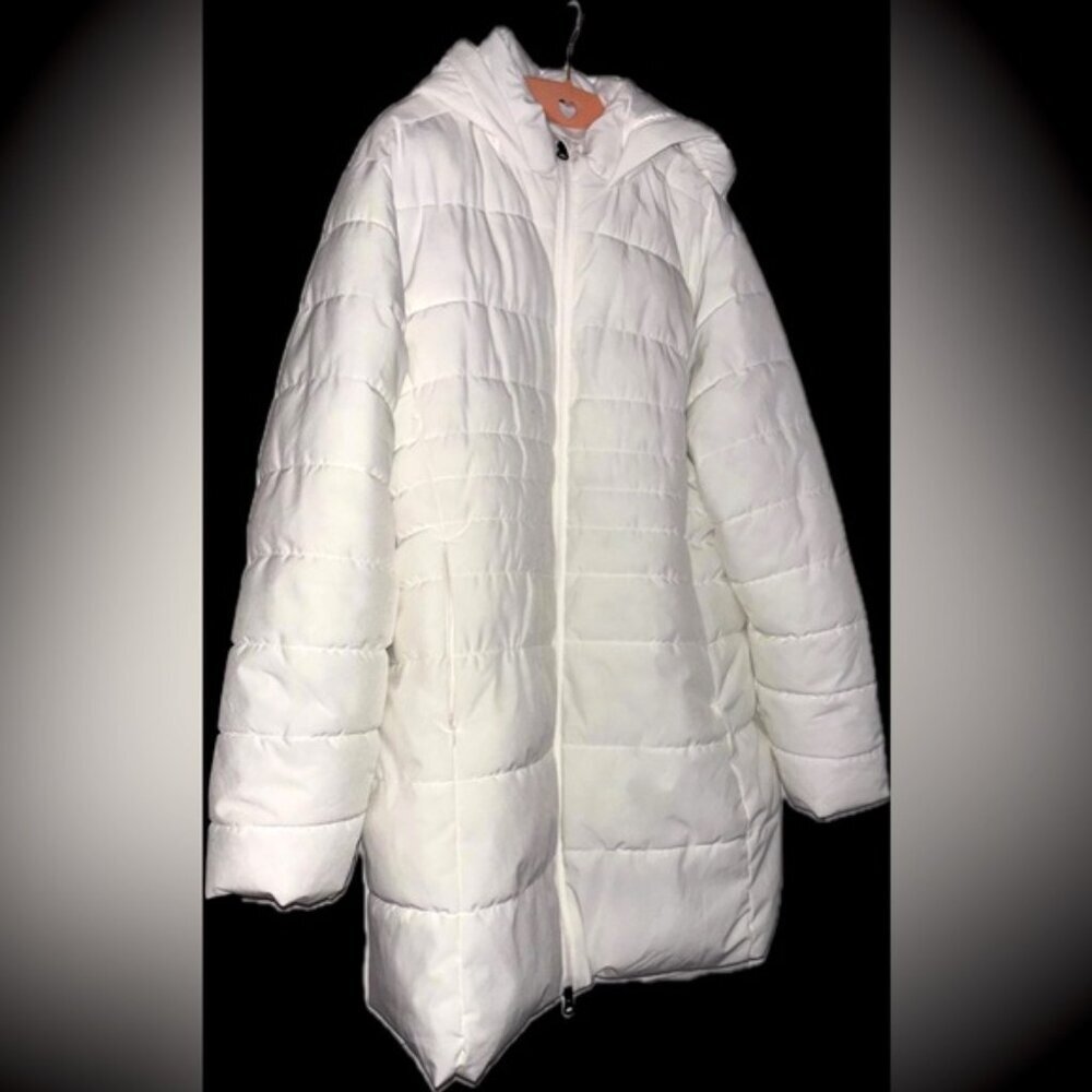 Swiss tech size xl 3/4 length hooded Women's White Puffer Jacket nwot